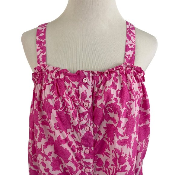 J. Crew Top Women's Small Button Front Tank Adjustable Strap Rosebud Floral Pink - Picture 3 of 15